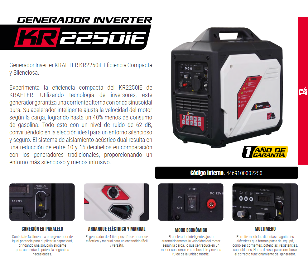 GENERADOR INVERTER 2KVA KRAFTER KR-2250IE