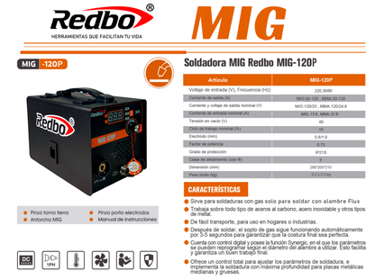 SOLDADORA MIG REDBO 120P