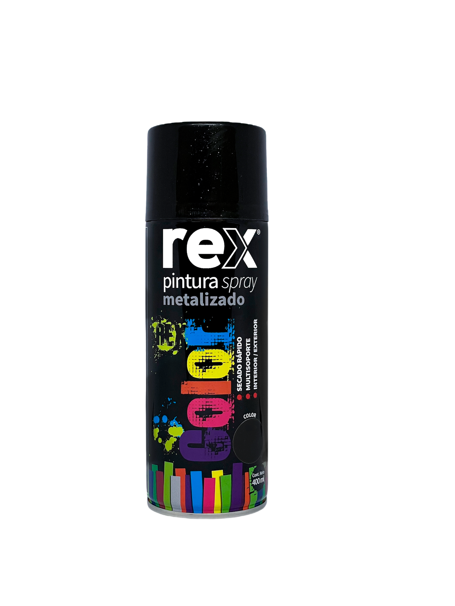PINTURA SPRAY METALIZADO 400mL NEGRO REX