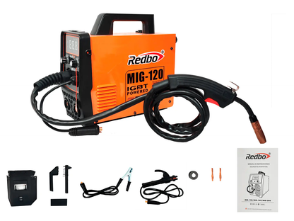 SOLDADORA INVERTER PROFESIONAL REDBO MIG-120 + ALAMBRE