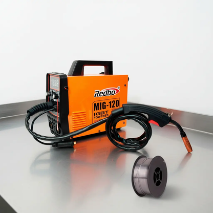 SOLDADORA INVERTER PROFESIONAL REDBO MIG-120 + ALAMBRE