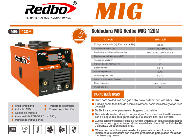 SOLDADORA MIG REDBO 120M
