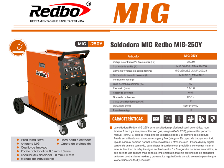 SOLDADORA MIG-250Y REDBO