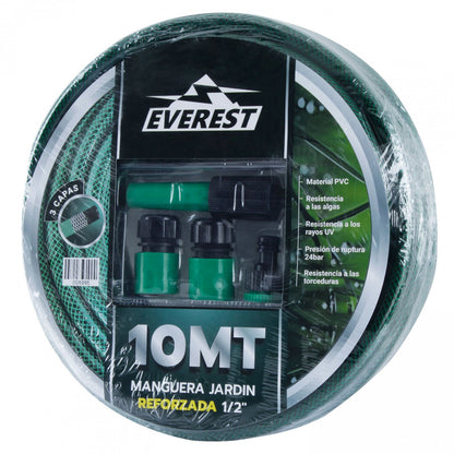 MANGUERA JARDIN REFORZADA 1/2"x 10 METROS CON ACCESORIOS EVEREST
