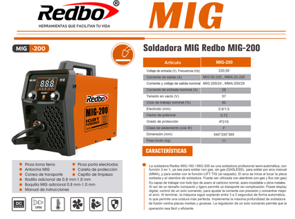 SOLDADORA PROFESIONAL MIG-200 REDBO