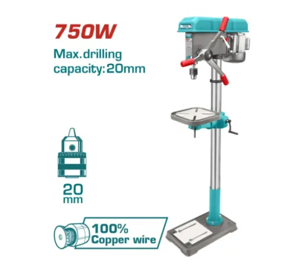 TALADRO PEDESTAL 750W 20mm TOTAL TDP207505