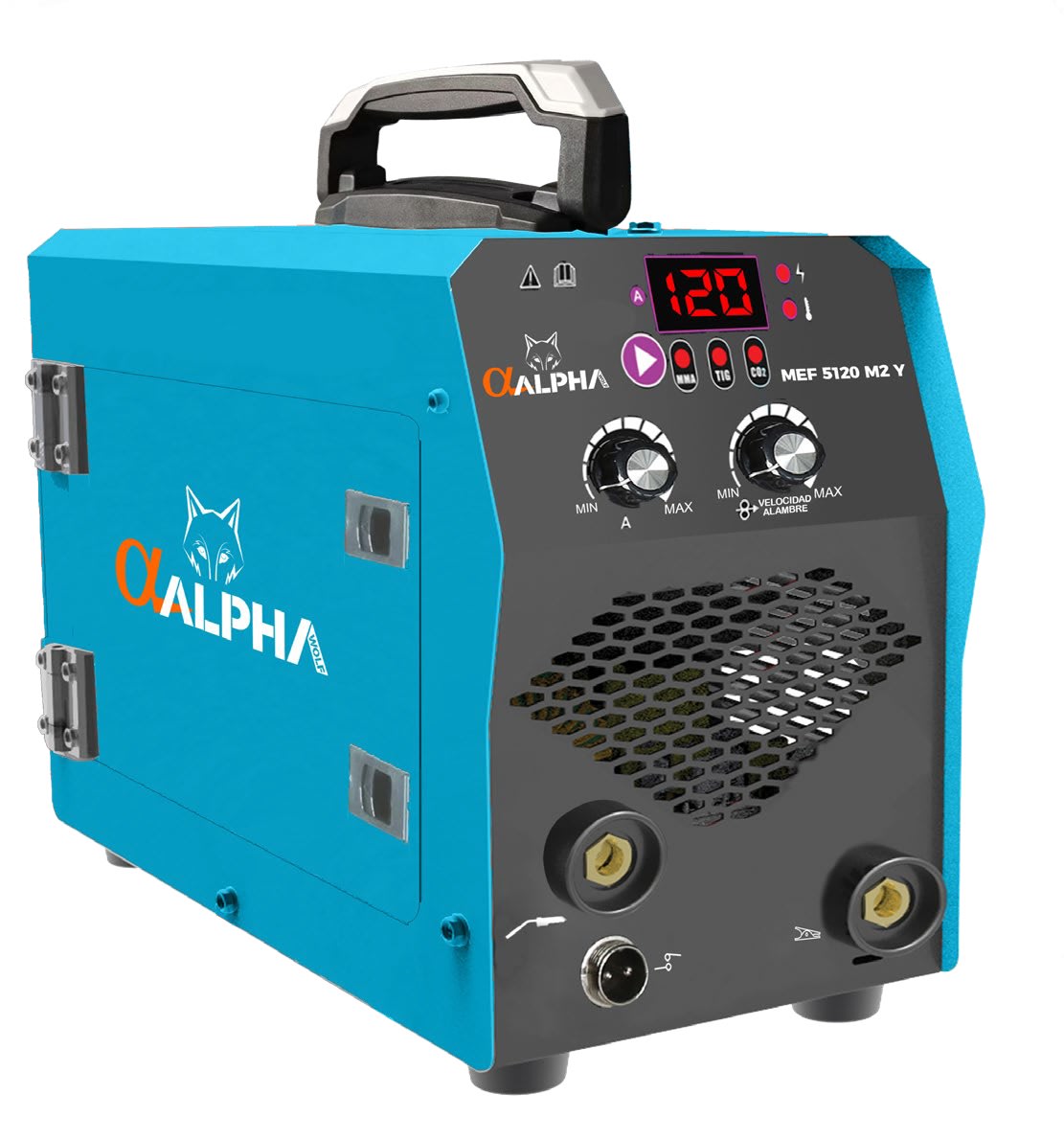SOLDADORA MIG 120 AMP MIG FLUX-MMA-TIG ALPHA PRO