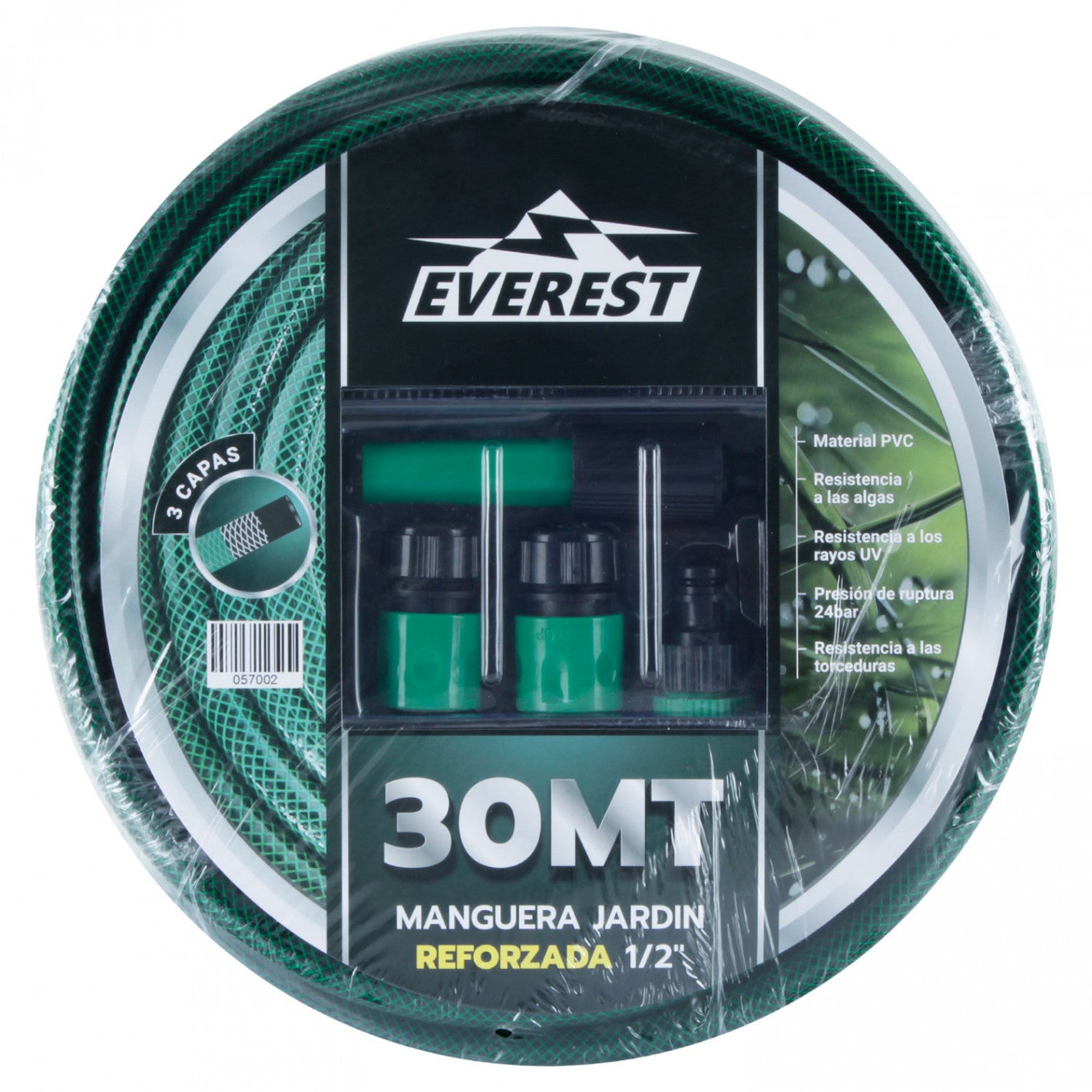 MANGUERA JARDIN REFORZADA 1/2"x 30 METROS CON ACCESORIOS EVEREST