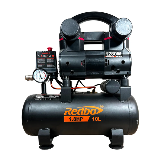 COMPRESOR DE AIRE SILENCIOSO LIBRE DE ACEITE 10L 1.8HP REDBO ACN-1280