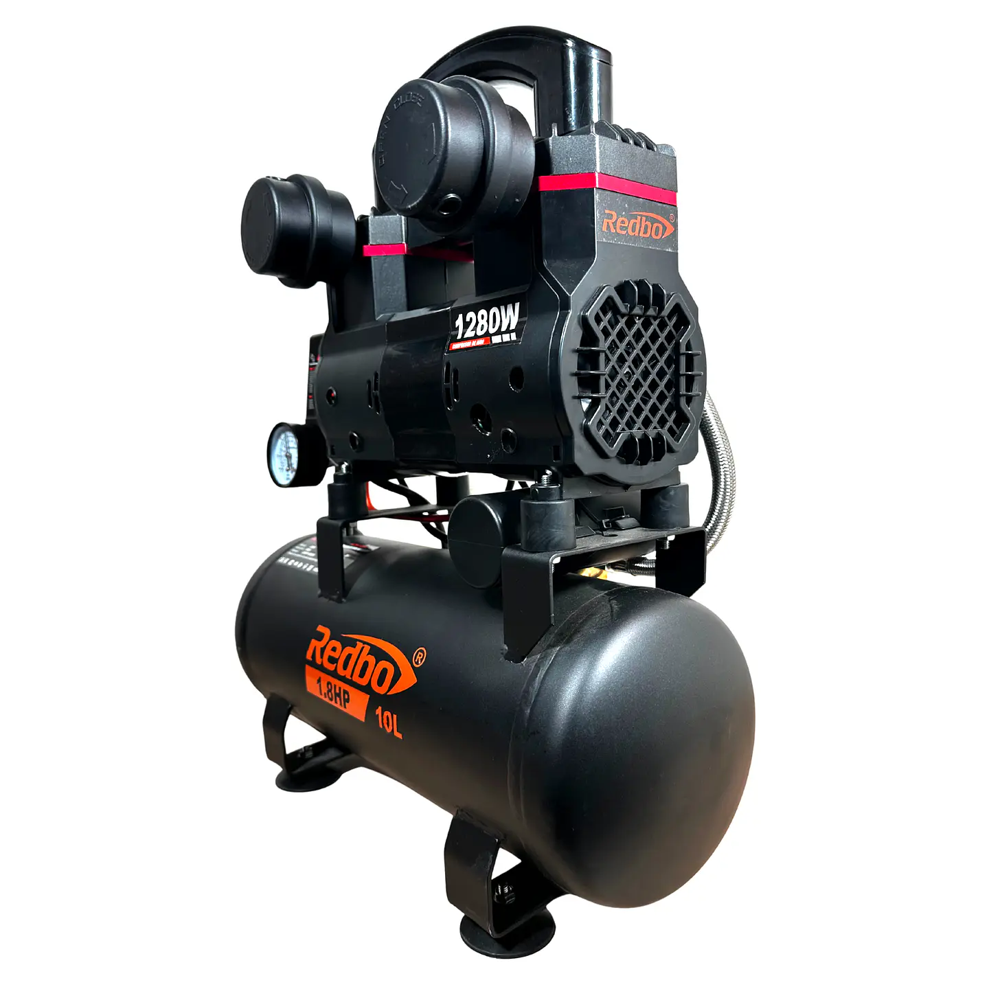 COMPRESOR DE AIRE SILENCIOSO LIBRE DE ACEITE 10L 1.8HP REDBO ACN-1280