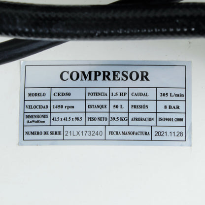 COMPRESOR DENTAL 1.5HP 50L HARIKEN CE50-OL