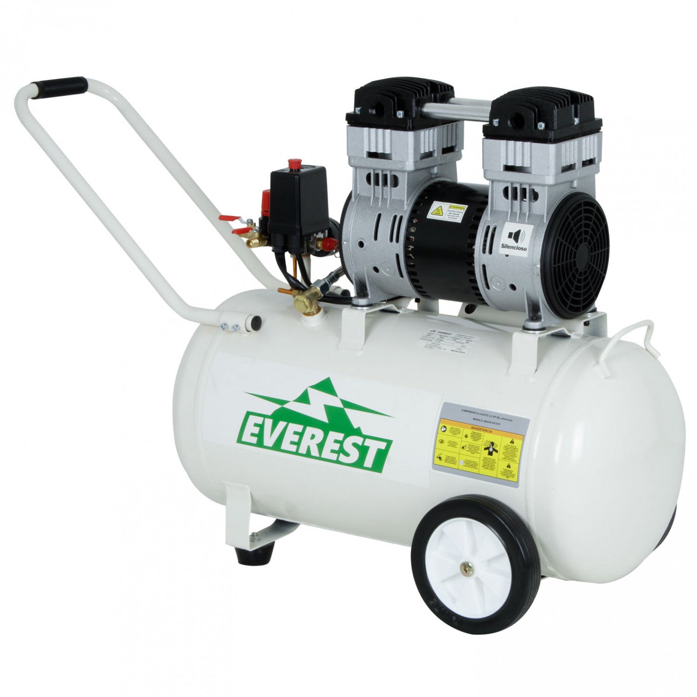 COMPRESOR SILENCIOSO LIBRE DE ACEITE 2,5HP 50 LITROS EVEREST