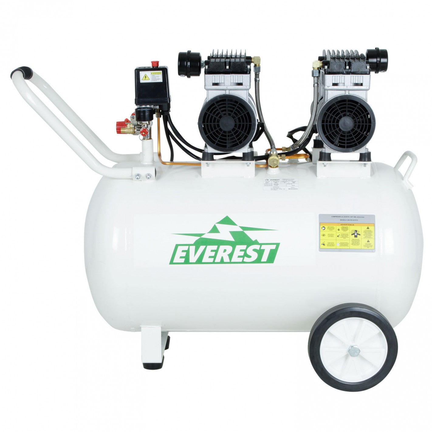 COMPRESOR SILENCIOSO LIBRE DE ACEITE 3HP 100 LITROS EVEREST