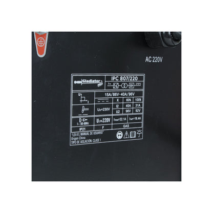 CORTADORA DE PLASMA CON COMPRESOR GLADIATOR IPC 807/220