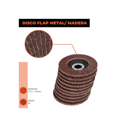 DISCO TRASLAPADO FLAP ACERO/MADERA 4 1/2′ G80 GLADIATOR