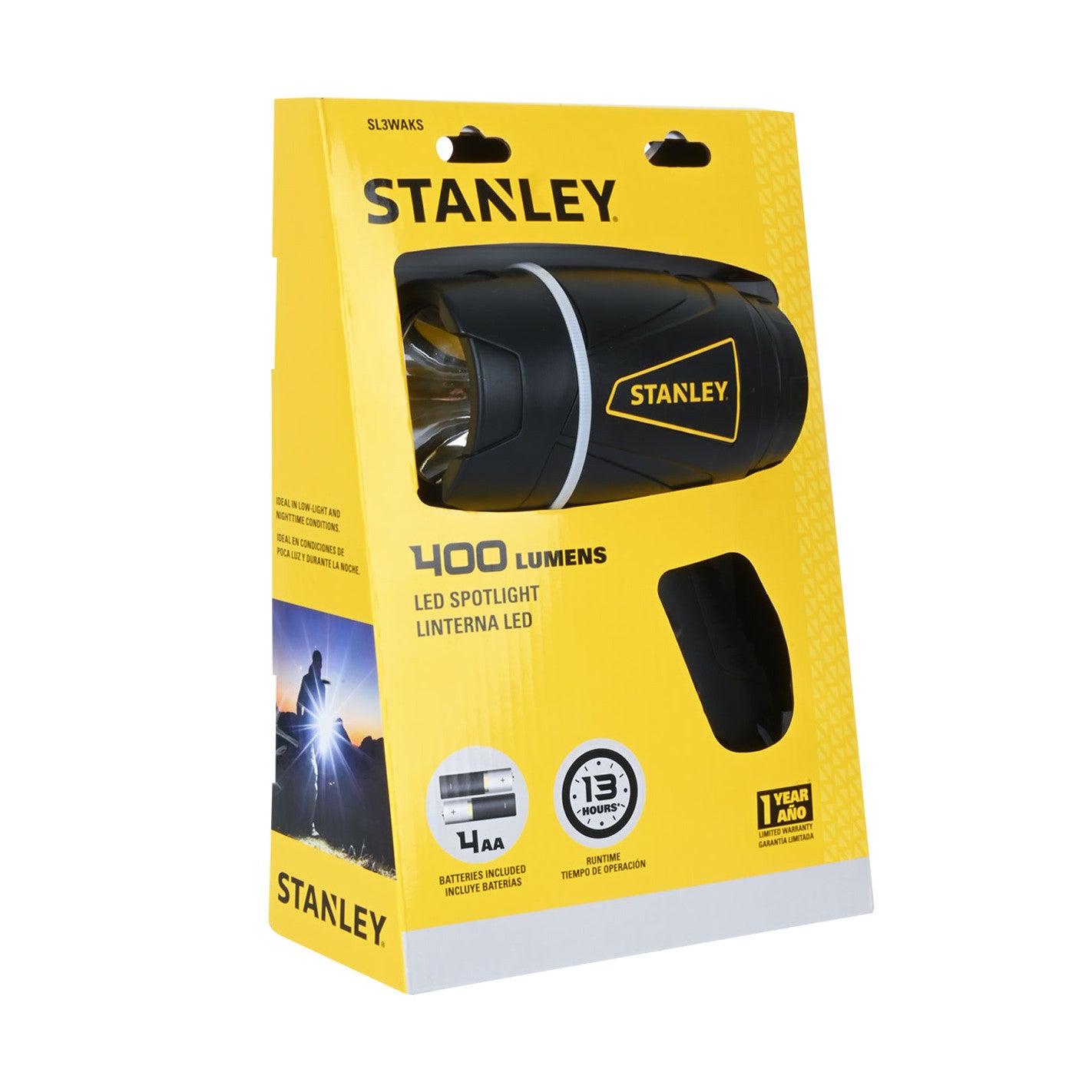 LINTERNA LED 400 LUMENES STANLEY INCLUYE PILAS AA