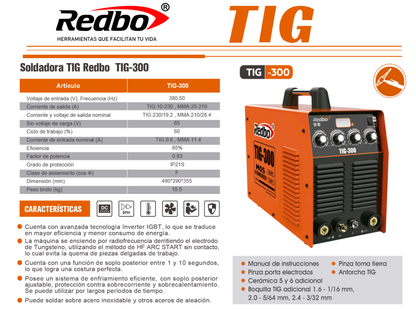 SOLDADORA TIG-300 REDBO