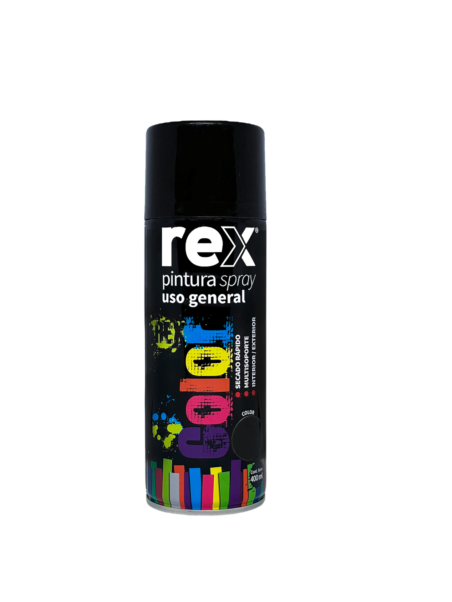 PINTURA SPRAY USO GENERAL 400mL NEGRO BRILLANTE REX