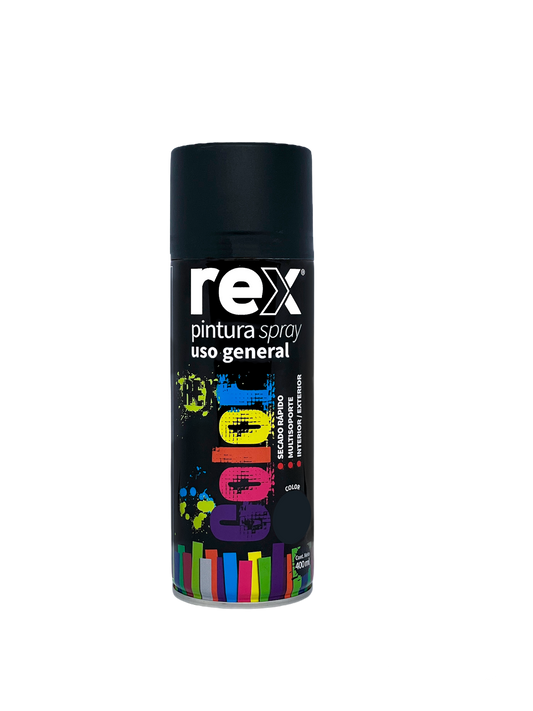 PINTURA SPRAY USO GENERAL 400mL NEGRO MATE REX