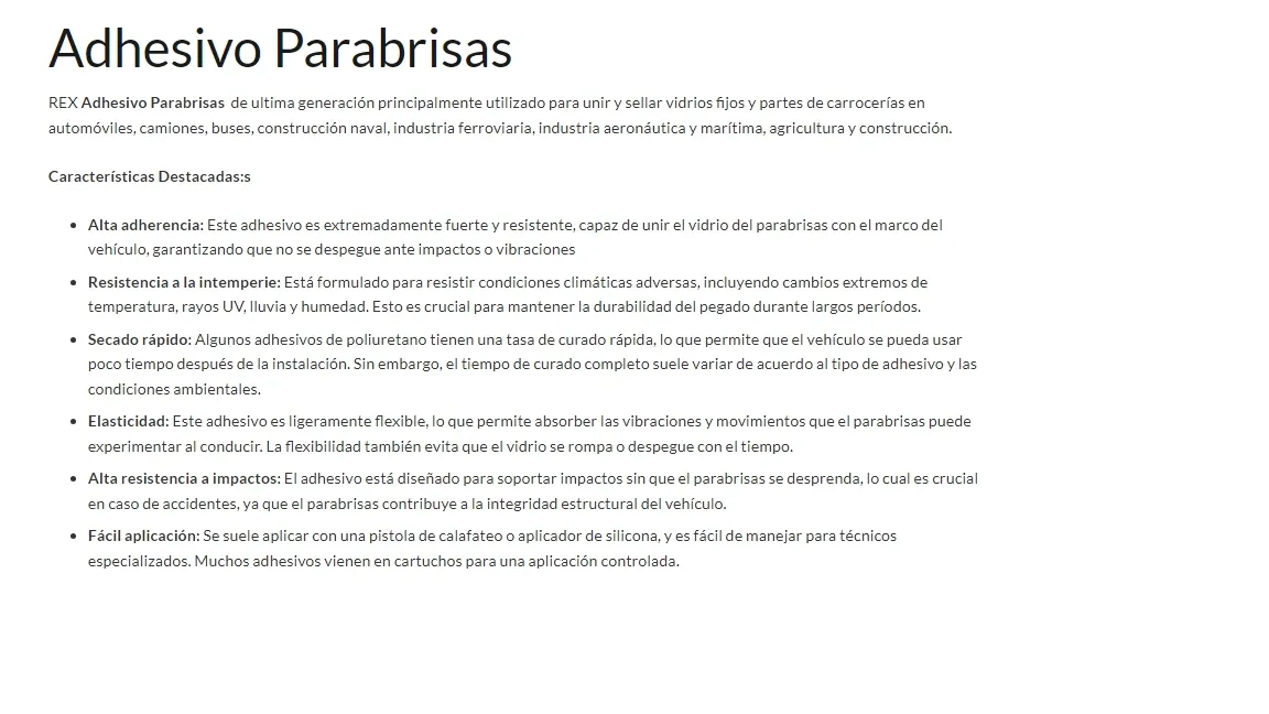 ADHESIVO PARABRISAS 310 ML REX