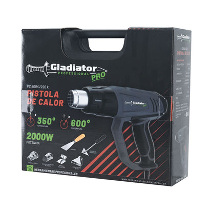 PISTOLA DE CALOR 2000W GLADIATOR PC 800K/220K