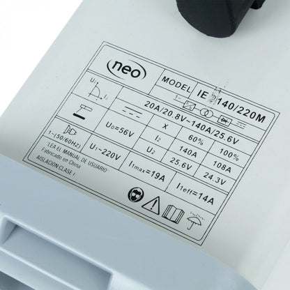 SOLDADORA INVERTER ARCO MANUAL 140 AMP NEO IE 9140/220M