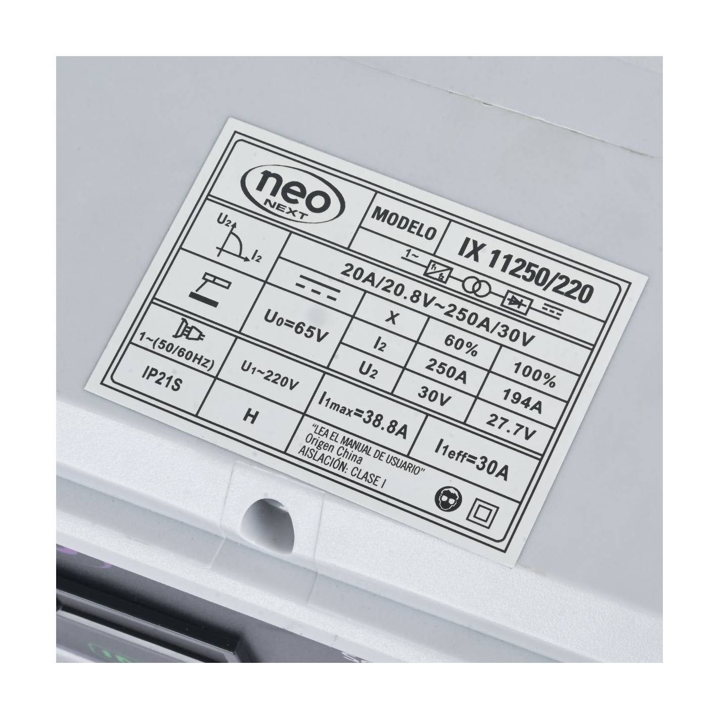 SOLDADORA INVERTER ARCO MANUAL 250A NEO IX 11250/220