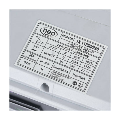 SOLDADORA INVERTER ARCO MANUAL 250A NEO IX 11250/220
