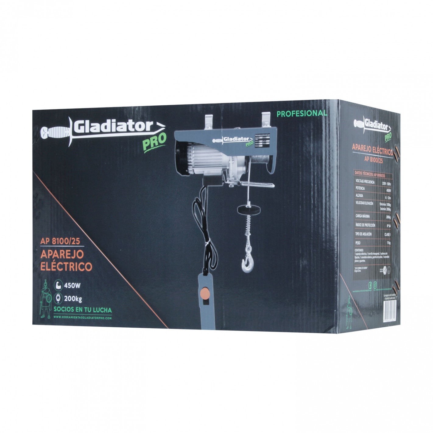 TECLE ELECTRICO 200 KG 450W ALZADA 6-12MTS GLADIATOR AP 8100/2